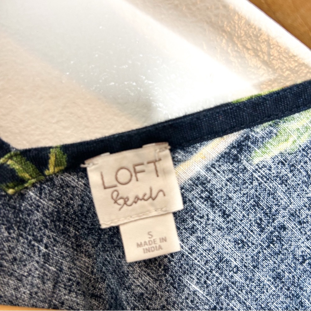 Ann‎ Taylor LOFT Tropical Palm Tree Print Linen Blend Tank Top Small S - Picture 4 of 6